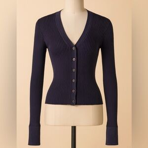 Frame Denim Navy Ribbed Cardigan